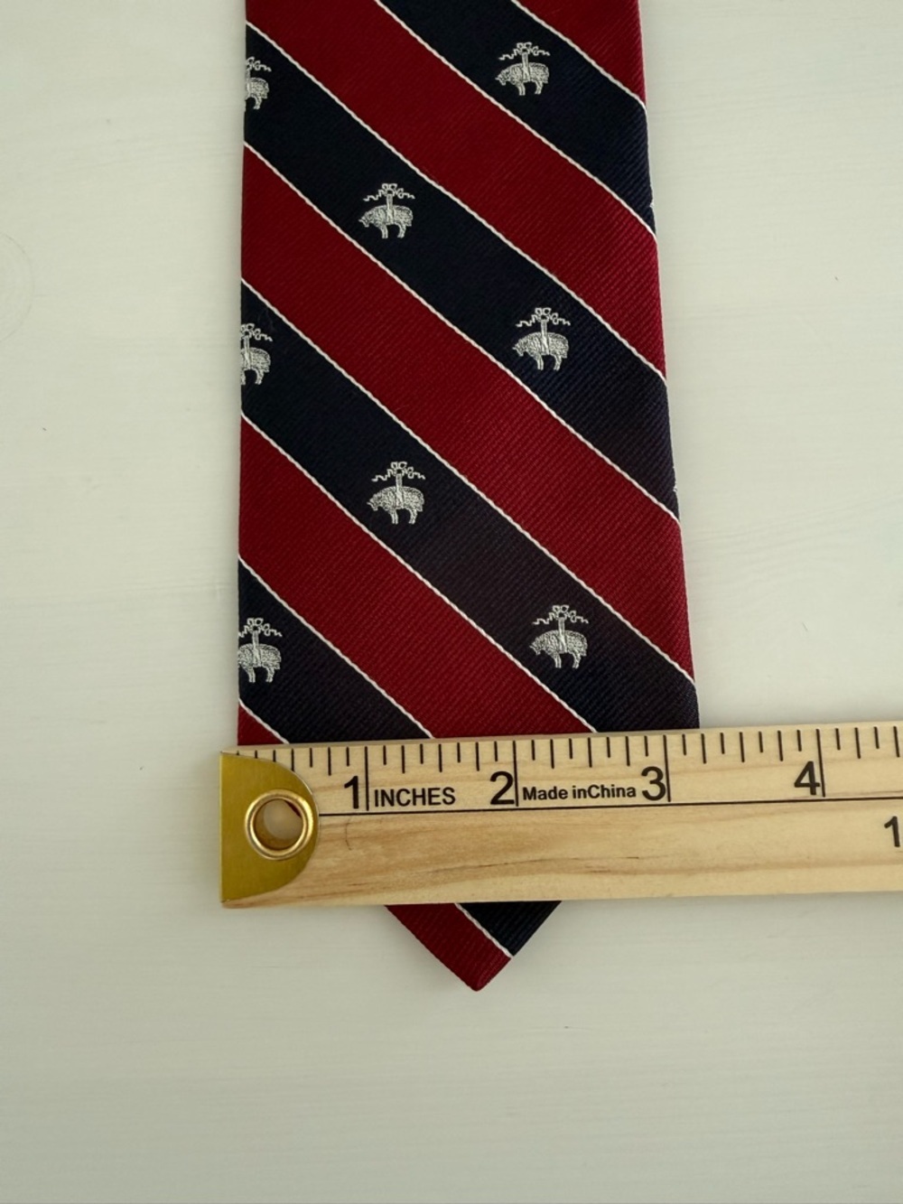 Brooks Brothers Silk Tie Red Navy Stripe Golden Fleece Classic Preppy - Picture 5 of 5